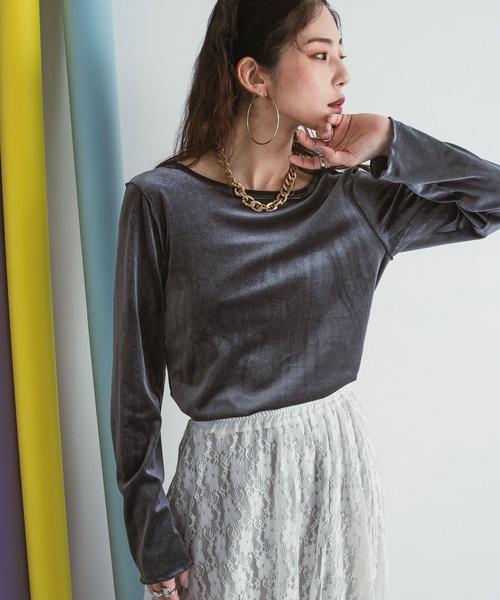 bohmal（ボマール） tシャツ 2WAYベロアトップス レディース