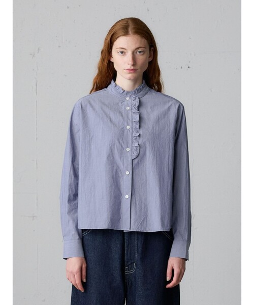 MidiUmi（ミディウミ） ブラウス シャツ フロントハーフフリルシャツ