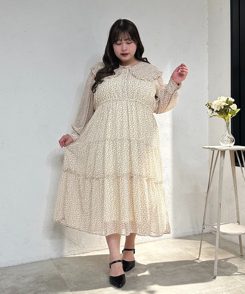 Louiosy（ルオシー） ワンピース 「大きいサイズ」フリル襟ティアード