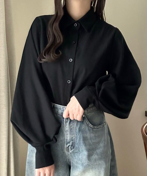 Cham. ブラウス シャツ バルーンスリーブシンプルシャツ レディース