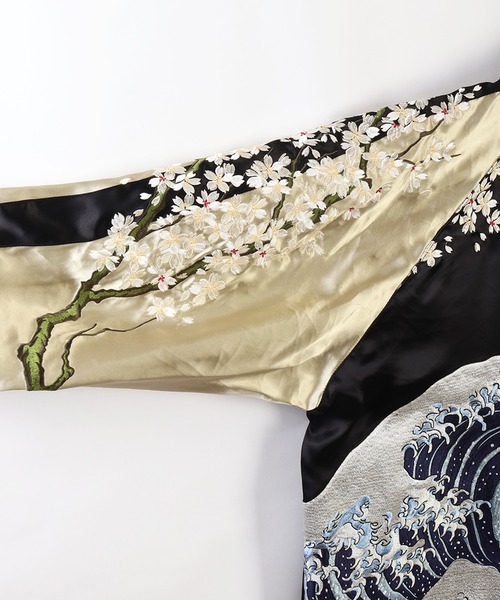 百花繚乱 スカジャン 和柄リバーシブルスカジャン（波桜） メンズ