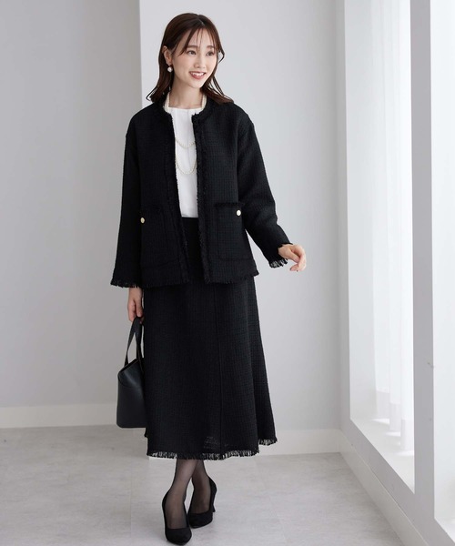 BELLUNA PLUS（ベルーナプラス） セットアップ ツイード調フリンジ使い