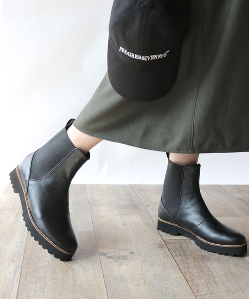 Fin（フィン） ブーツ 厚底サイドゴアブーツ「低反発スポンジ入り