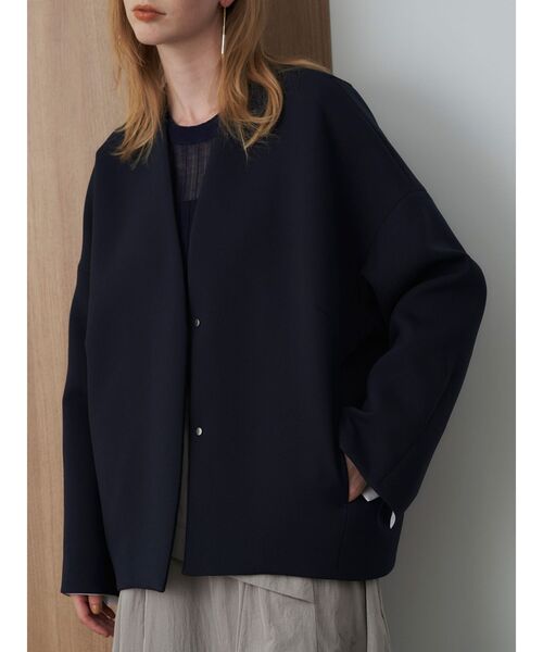 ELENDEEK 美品クールネックノーカラーコート 着用3回 ELENDEEK 美品