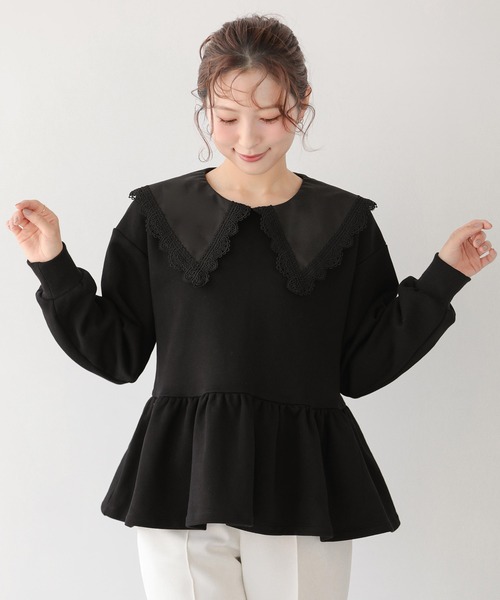 Fit more（フィットモア） トレーナー スウェット レース襟ペプラム