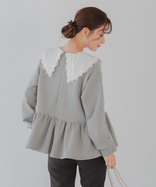 Fit more（フィットモア） トレーナー スウェット レース襟ペプラム