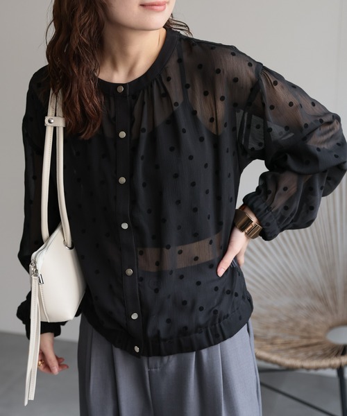 ap retro ブラウス シャツ 「選べる」 2WAYシアーカーディガン