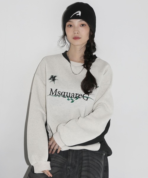 トレーナー スウェット オーバーサイズ スウィッチングクルーネック