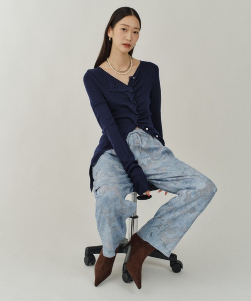 カーディガン Everyday slim fit frills cardigan/エブリデイスリム