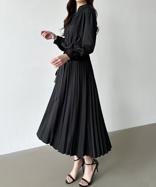 COCOMOMO ワンピース きれいめ プリーツワンピース シャツワンピース