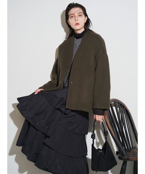 ELENDEEK（エレンディーク） ノーカラーコート コート フォルム