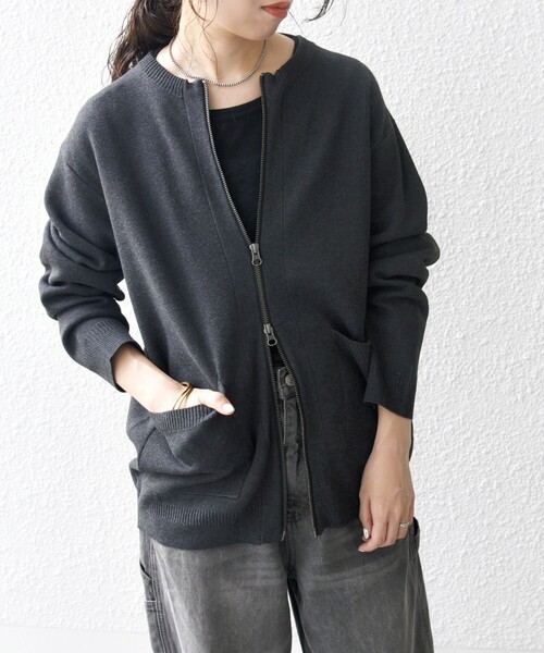 SHIPS any カーディガン any: 「手洗い可能」ミラノリブ クルーネック