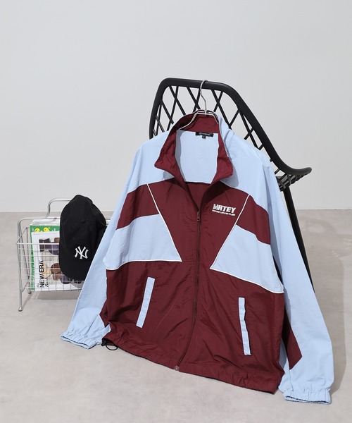 SUGGESTION ナイロンジャケット Nylon switching full zip blouson