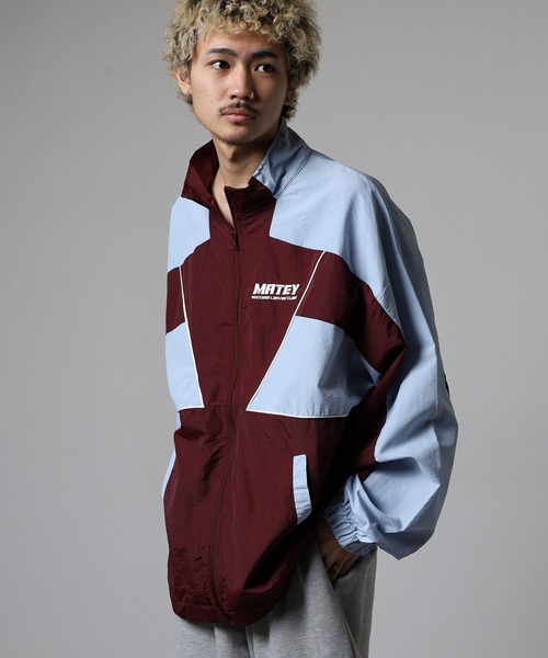 SUGGESTION ナイロンジャケット Nylon switching full zip blouson