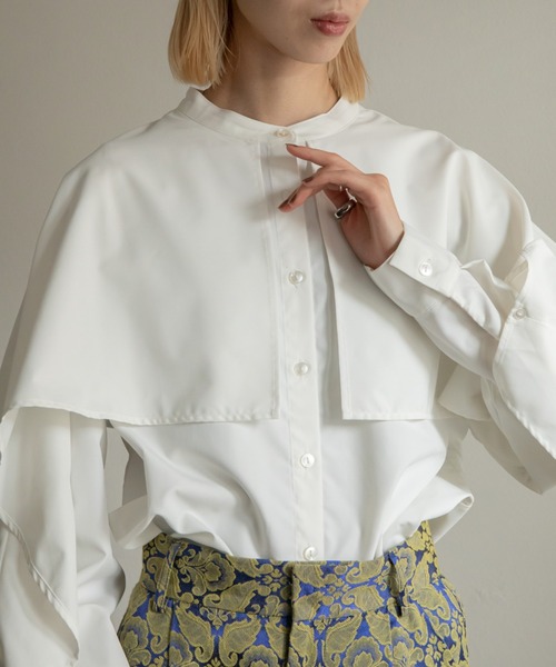 シャツ ブラウス ケープ襟付きフレアブラウス : ZOZOTOWN Yahoo!店