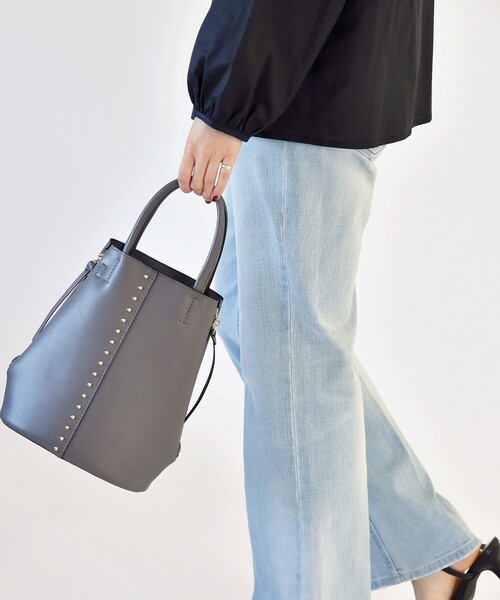 quaranciel トートバッグ quaranciel: 2way スタッズ バケツ トート