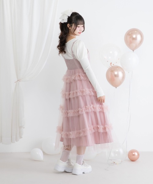 40 N°21 ドットチュール フリル キャミミニワンピ シースルー風 40 N