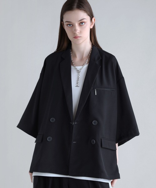 ジャケット テーラードジャケット ハーフスリーブフリンジジャケット