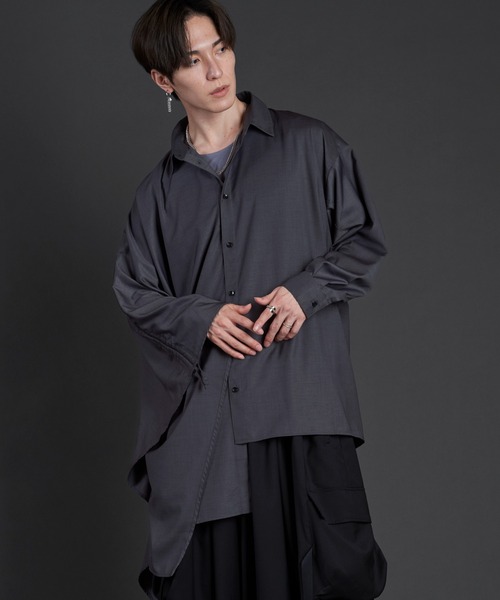 NO ID.（ノーアイディー） シャツ 「NO ID.」Asymmetry Poncho Shirt