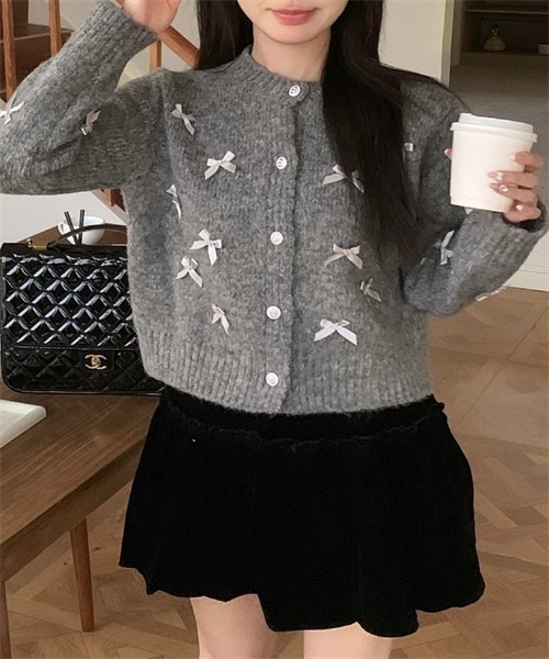 Dream garden（ドリームガーデン） カーディガン リボンモチーフニット