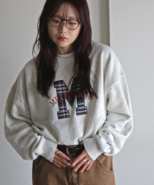 トレーナー スウェット サガラ刺繍ワッペンロゴスウェット レディース