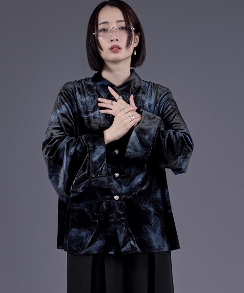 Ellno Loset（エルノロゼット） シャツ ニュアンスガラベロアシルバー