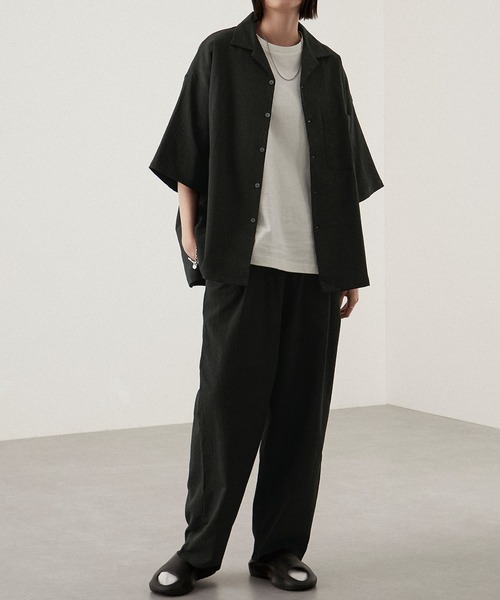 セットアップ 2点セット ビッグシルエットオープンカラー半袖シャツ