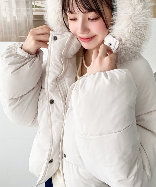 moment+ ダウンコート ダウンジャケット ファイバーダウンフードファー