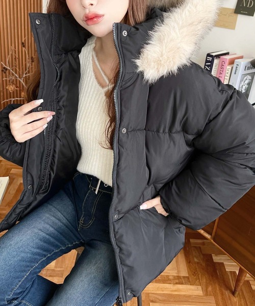 moment+ ダウンコート ダウンジャケット ファイバーダウンフードファー