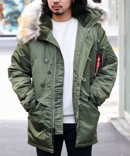 N3B ゴアgoaミリタリージャケットN-3Bモッズコート/ラクーンファー付