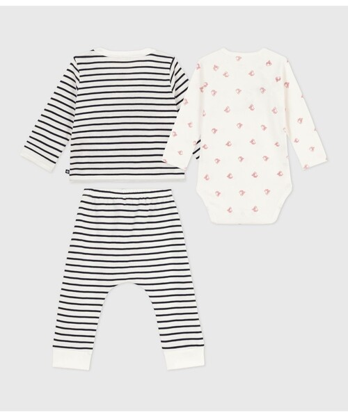 PETIT BATEAU（プチバトー） ベビー服 ロンパース ベビー3点セット