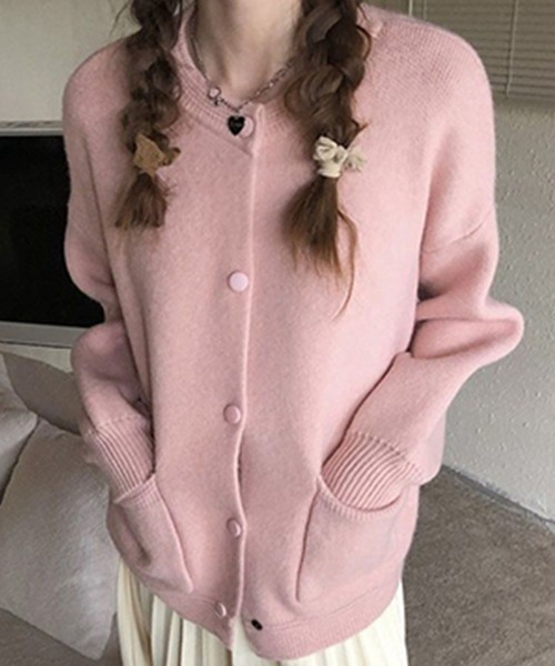 Dewlily カーディガン スタジャン風ニットカーディガン レディース