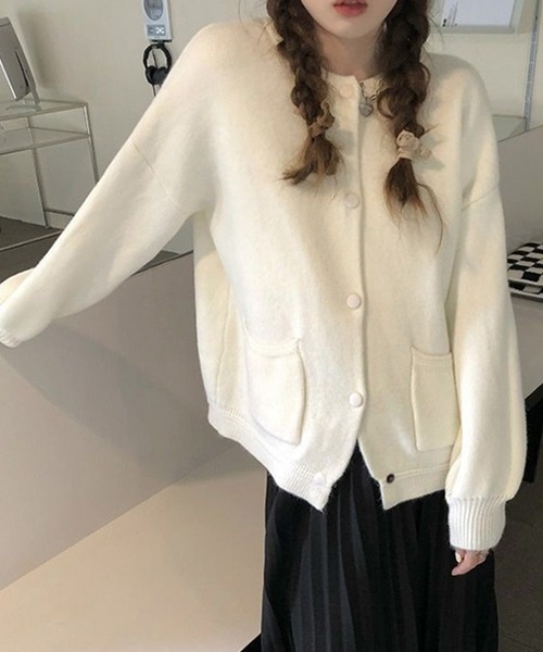 Dewlily カーディガン スタジャン風ニットカーディガン レディース