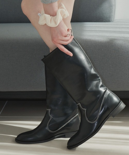 GIUNON ブーツ western stitch wide boots / ウエスタンステッチワイド