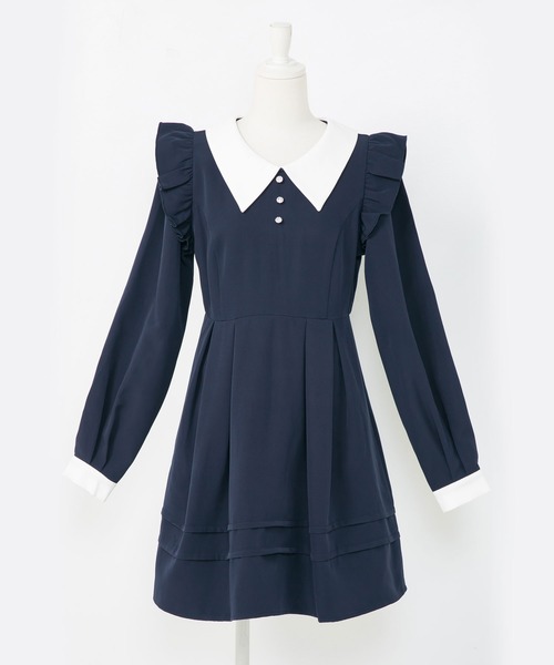 DearMyLoveRose（ディアマイラブローズ） ワンピース 配色角襟フリル