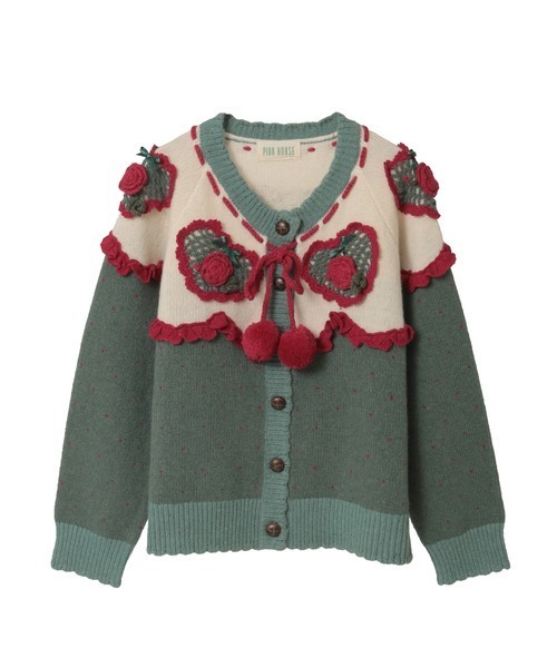 PINK HOUSE（ピンクハウス） カーディガン ハートモチーフ使いヨーク