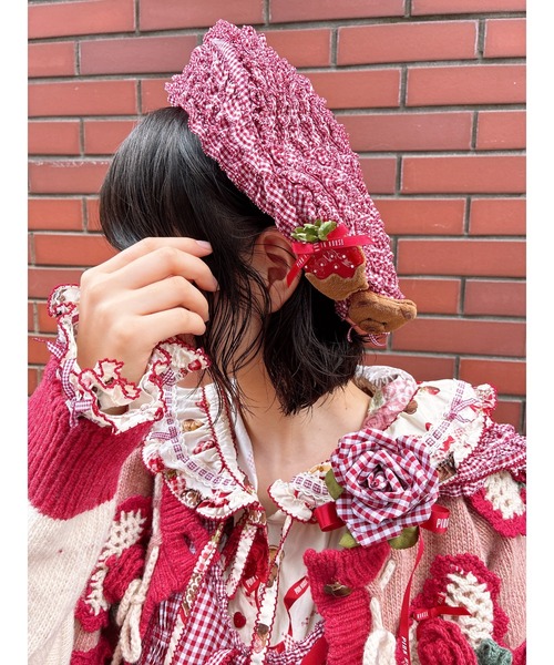PINK HOUSE（ピンクハウス） カーディガン ハートモチーフ使いヨーク
