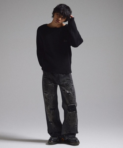 GRANCY セーター ニット 「GRANCY」Pierced Damage Knit / ピアス