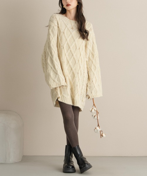 hinari（ヒナリ） ワンピース ケーブル編みニットワンピ : ZOZOTOWN