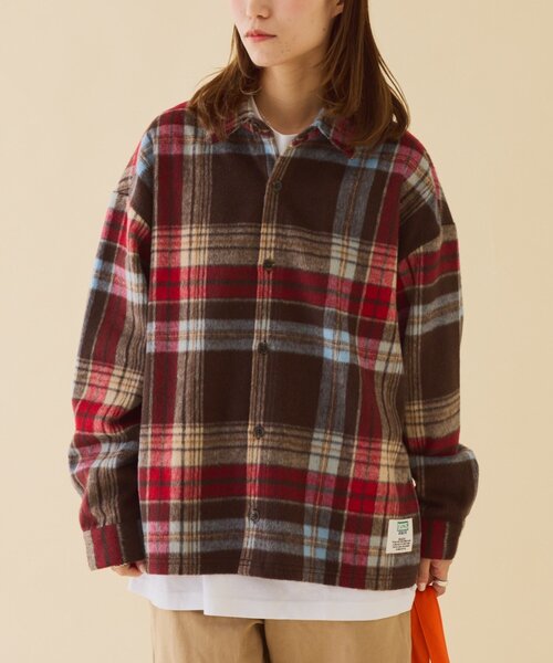 DISCUS ブラウス シャツ 「DISCUS」シャギーチェックシャツジャケット