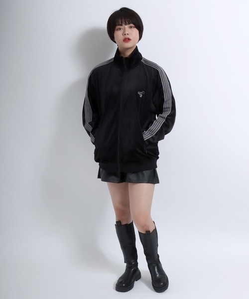 ジャージ 蜂さん ワンポイント刺繍 サイドライン ベロア トラック