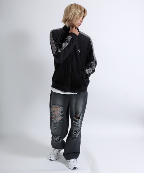 ジャージ 蜂さん ワンポイント刺繍 サイドライン ベロア トラック