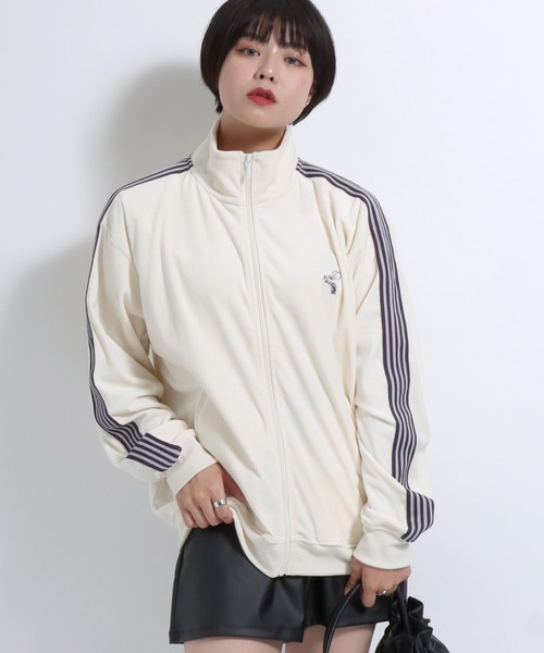 ジャージ 蜂さん ワンポイント刺繍 サイドライン ベロア トラック