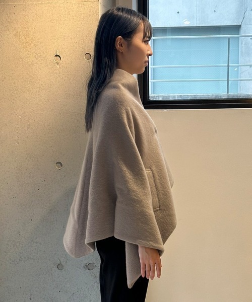 完売品】美品 24AW JENNE 上質モヘヤケープコート キャメル ポンチョ