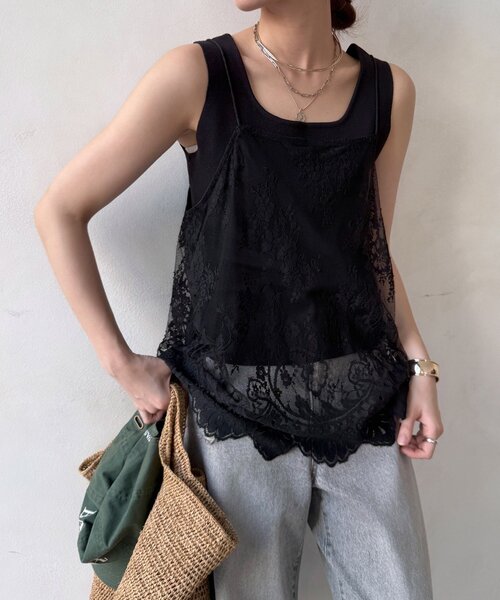 DouDou（ドゥドゥ） ブラウス シャツ 「新色追加」スカラレースキャミ