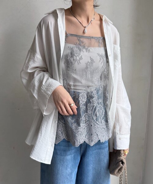 DouDou（ドゥドゥ） ブラウス シャツ 「新色追加」スカラレースキャミ