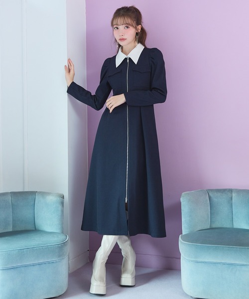 REDYAZEL（レディアゼル） ワンピース フロントZIPバイカラーロング