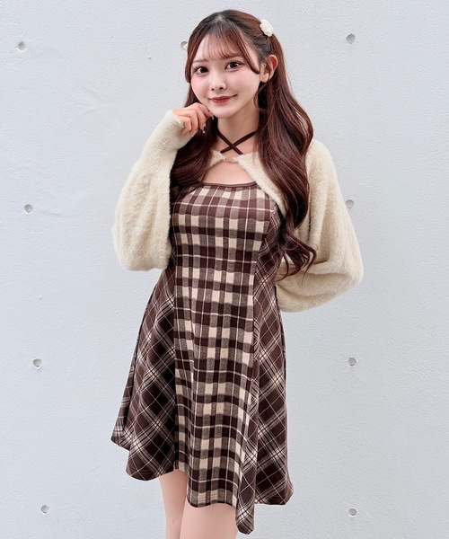 NOMAE（ノーマエ） ワンピース シャギーボレロミニチェックワンピース