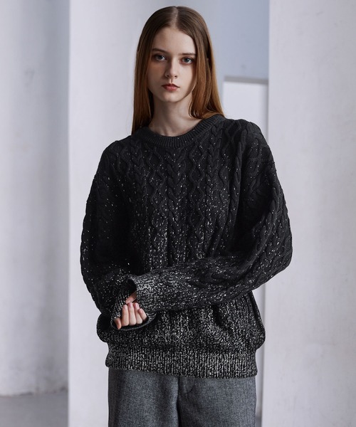 CLEL（クレイル） セーター ニット 「CLEL」Foil Print Cable Crew