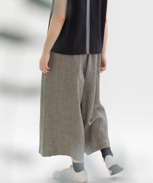 nop de nod（ノップドゥノッド） パンツ リネン8分丈タックワイド